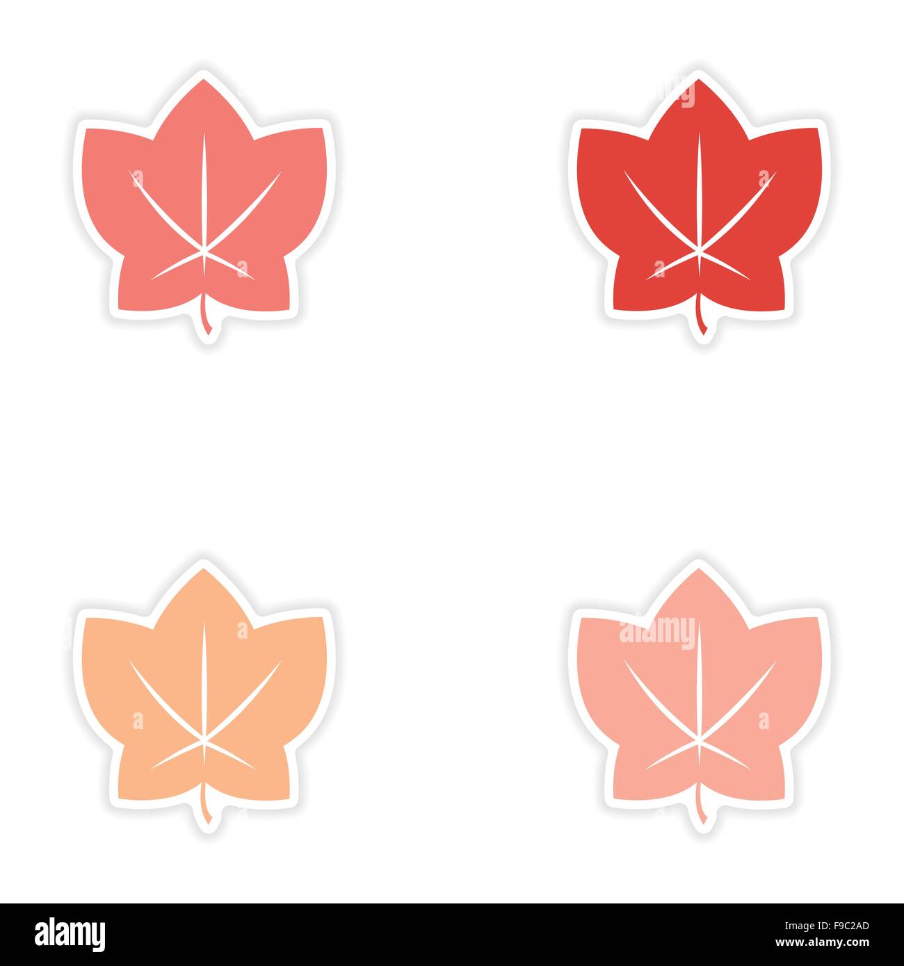 assembly realistic sticker design on paper leaves autumn Stock Vector