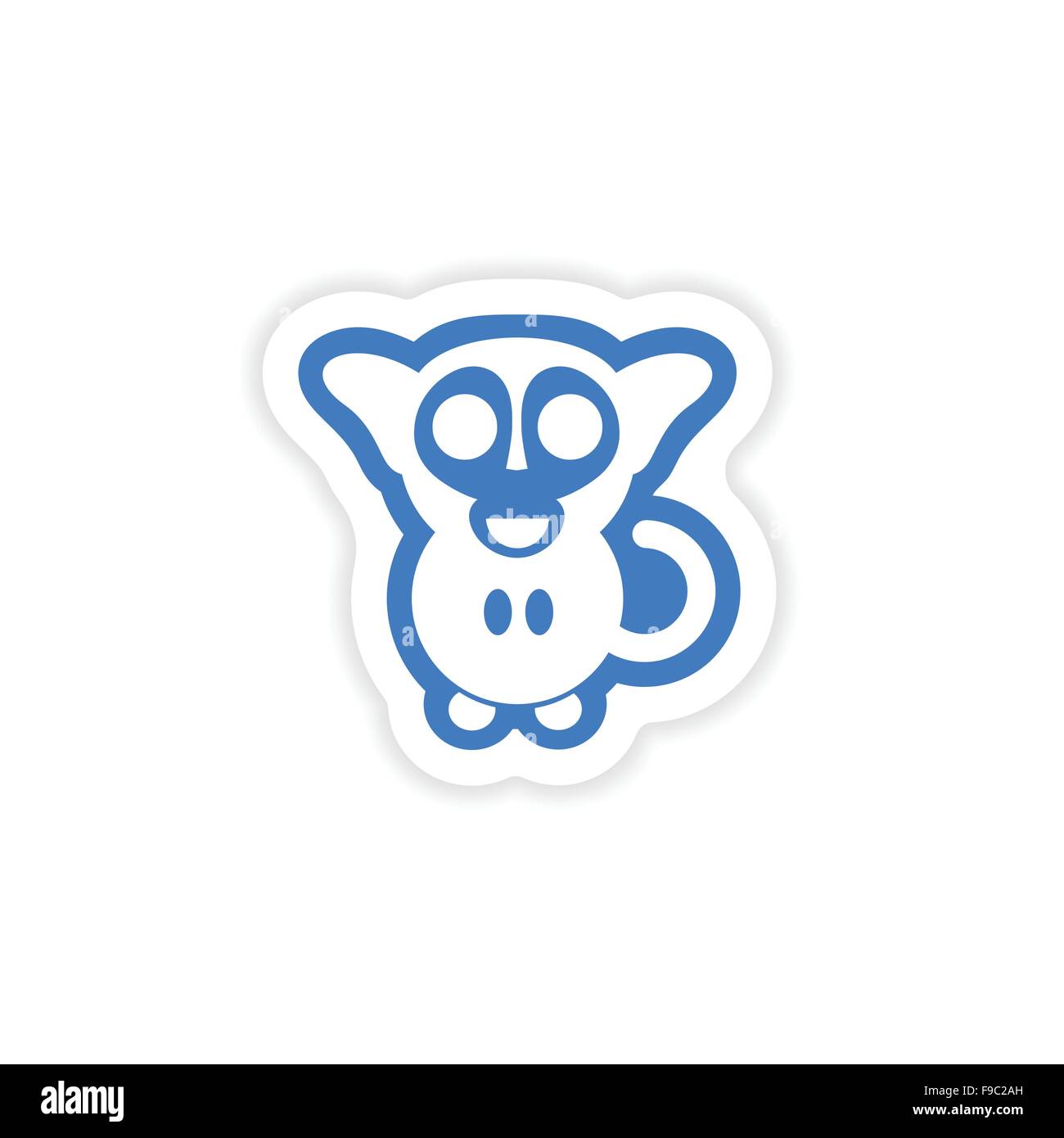 paper sticker on white background little monkey Stock Vector