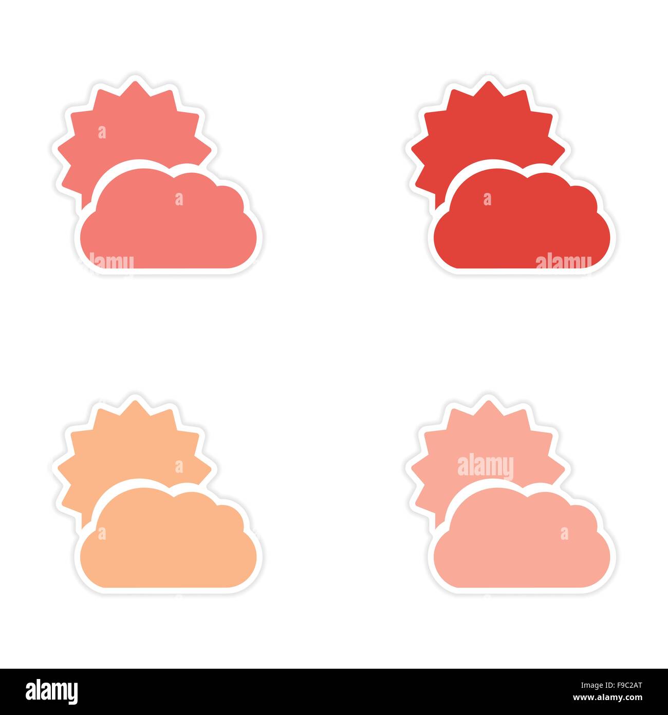 assembly realistic sticker design on paper sun cloud Stock Vector