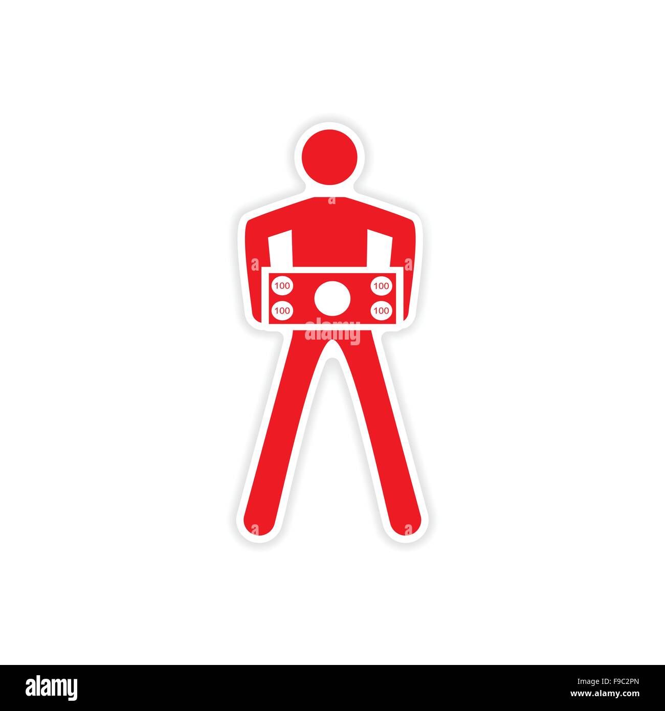 stylish sticker on paper man holding banknote Stock Vector Image & Art ...