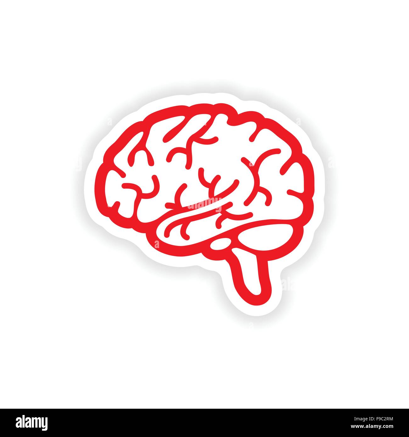 paper sticker on white background human brain Stock Vector
