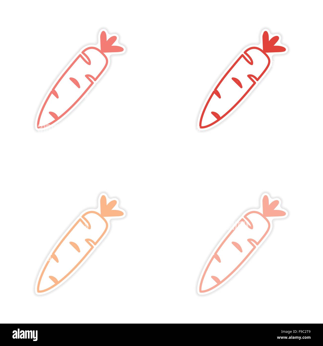 assembly realistic sticker design on paper carrot Stock Vector