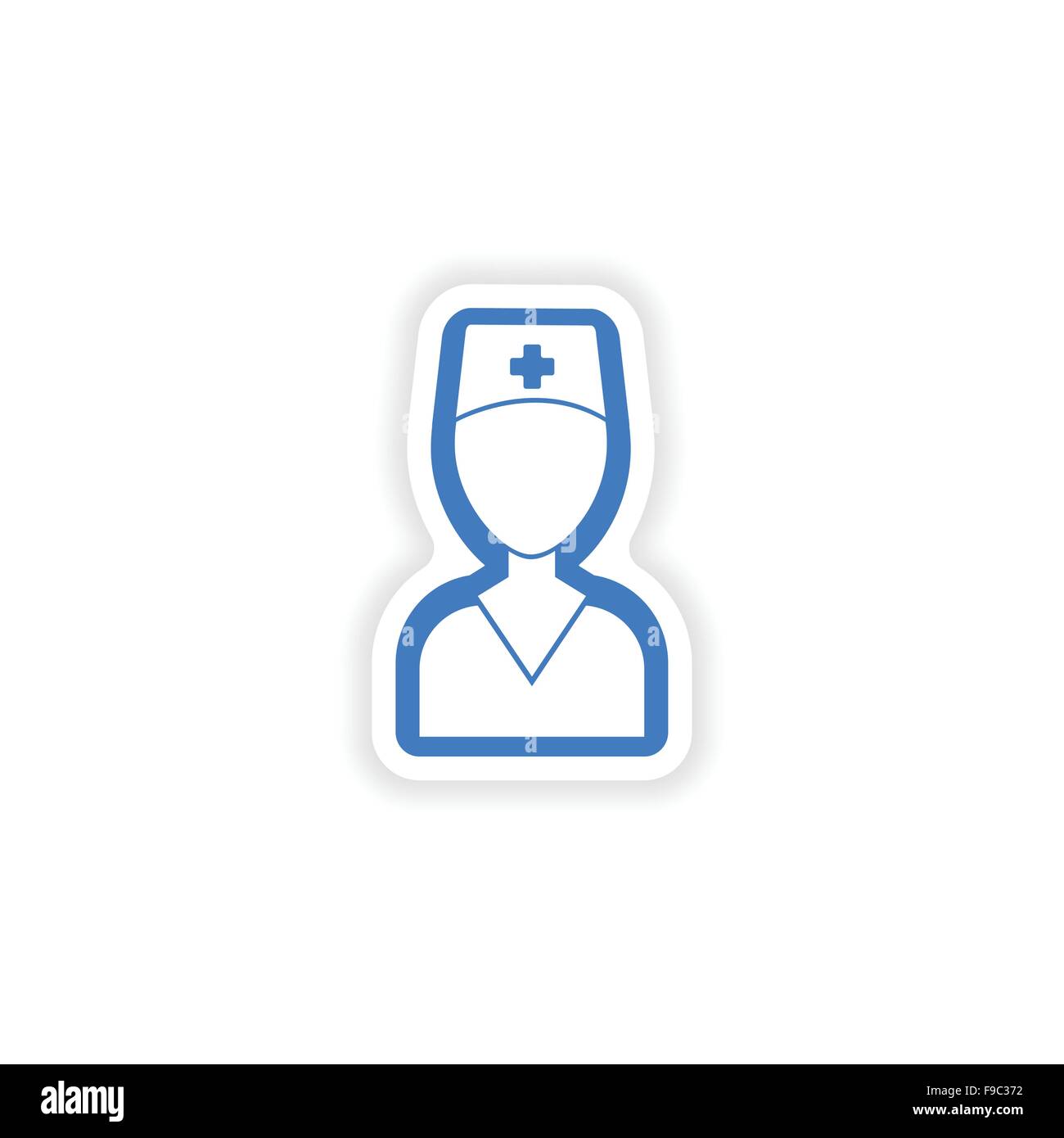 paper sticker on white background medical worker Stock Vector