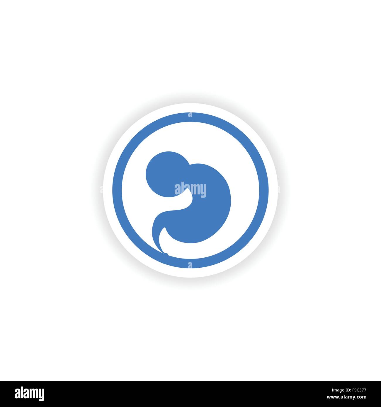 paper sticker on white background embryo in the womb Stock Vector