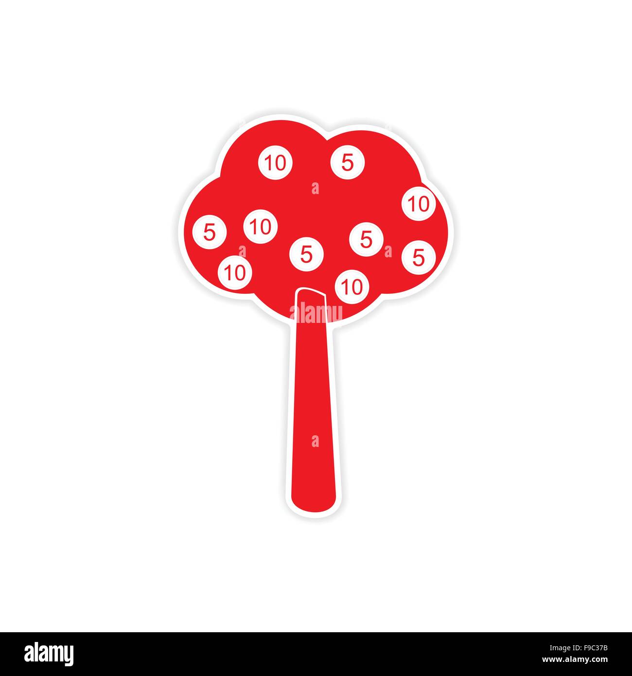 stylish sticker on paper money tree on white background Stock Vector