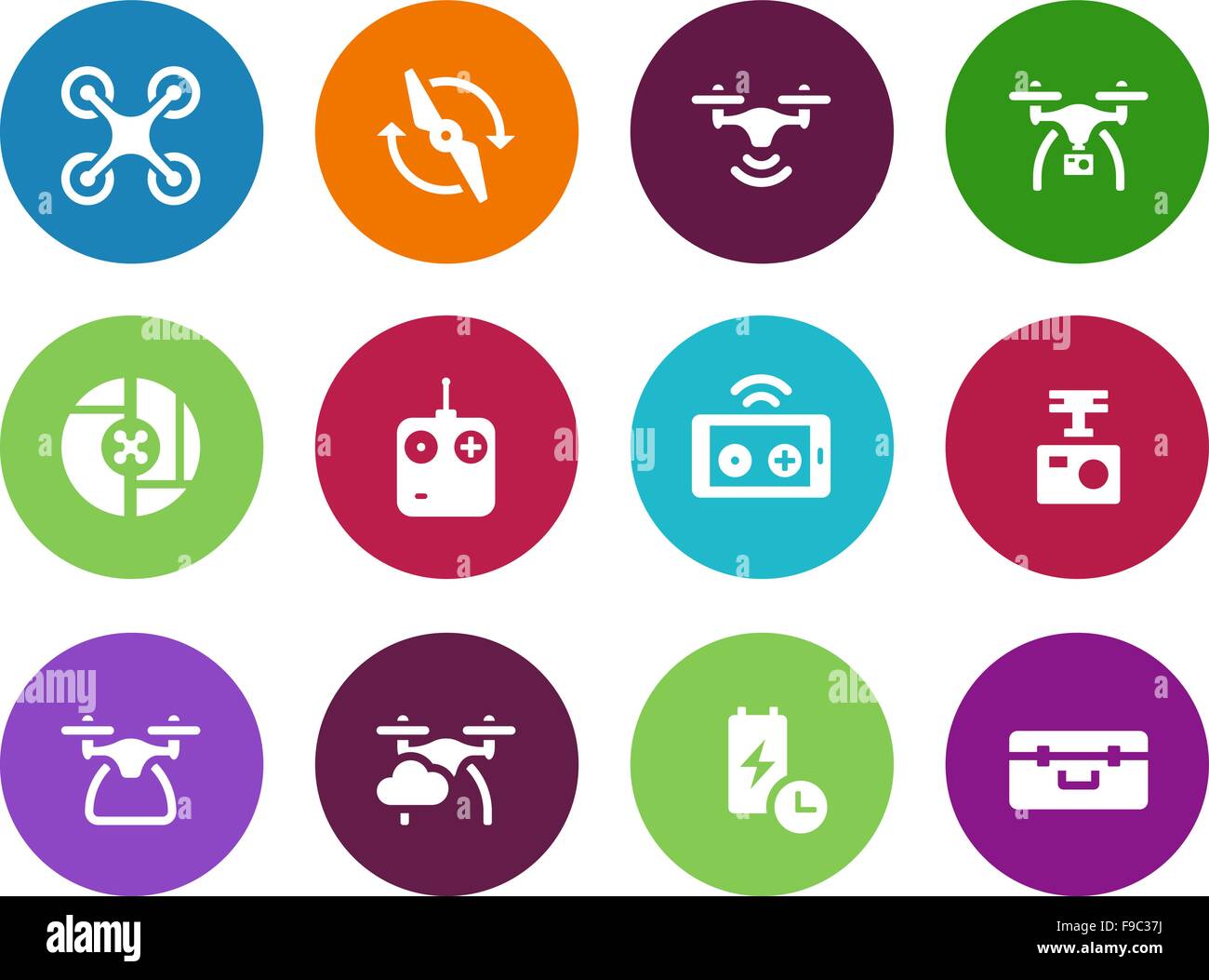 Multicopter drone circle icons on white background Stock Vector Image ...