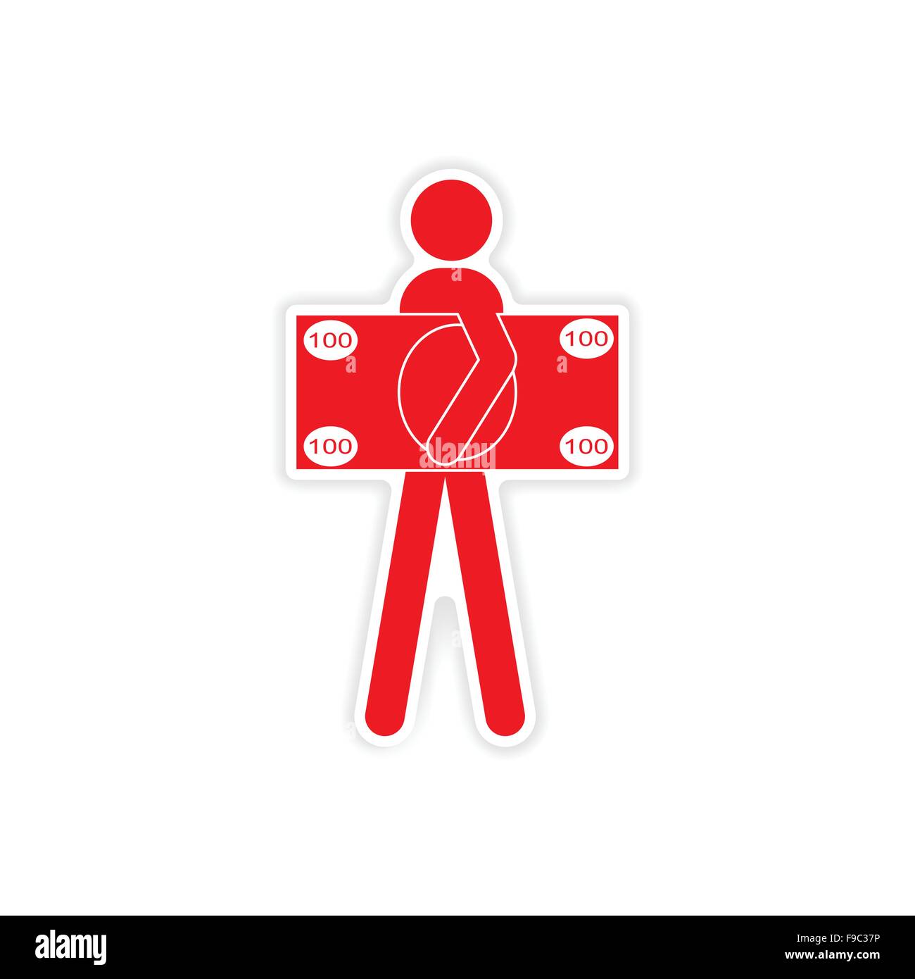 stylish sticker on paper man holding banknote Stock Vector Image & Art ...