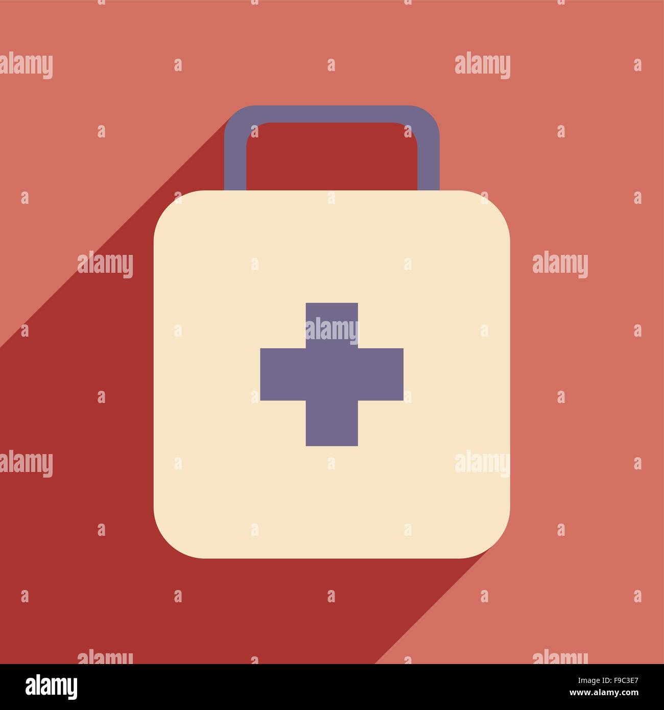 Flat with shadow icon and mobile application medicine chest Stock Vector