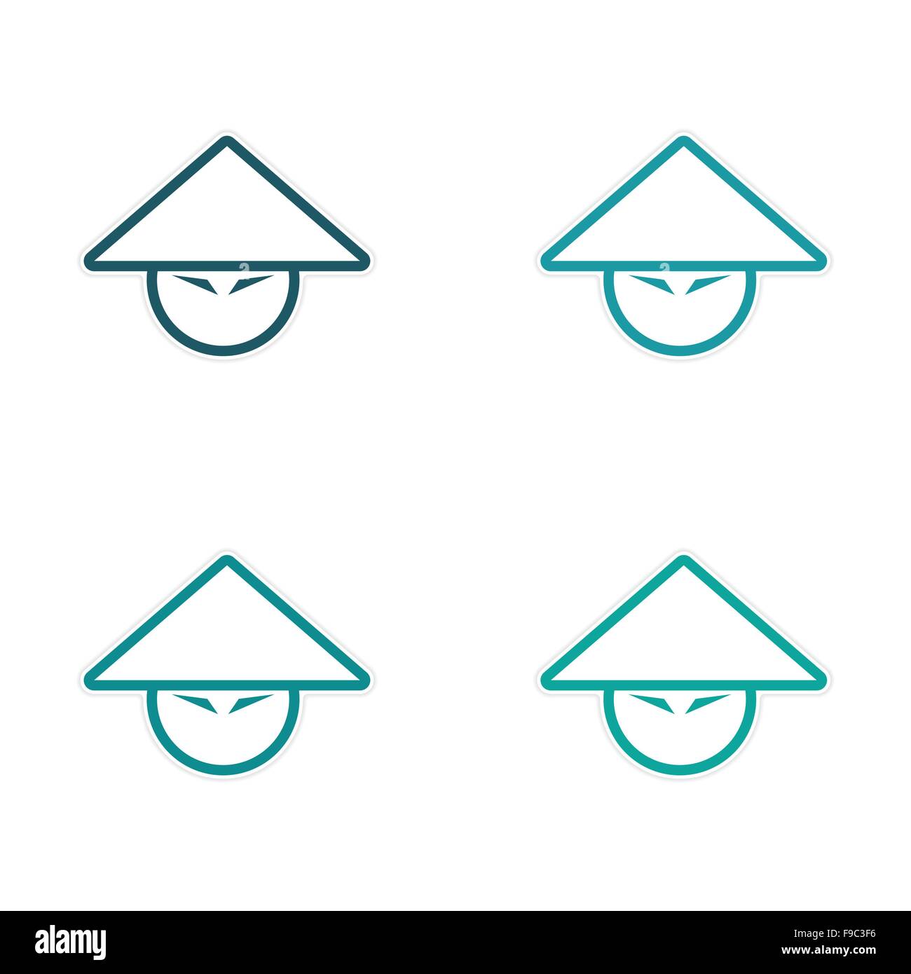 assembly stickers Japanese hat Stock Vector