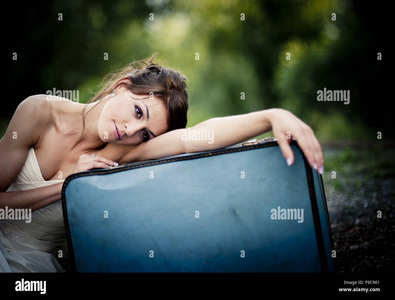 Bride alone happy outdoors hi-res stock photography and images - Alamy