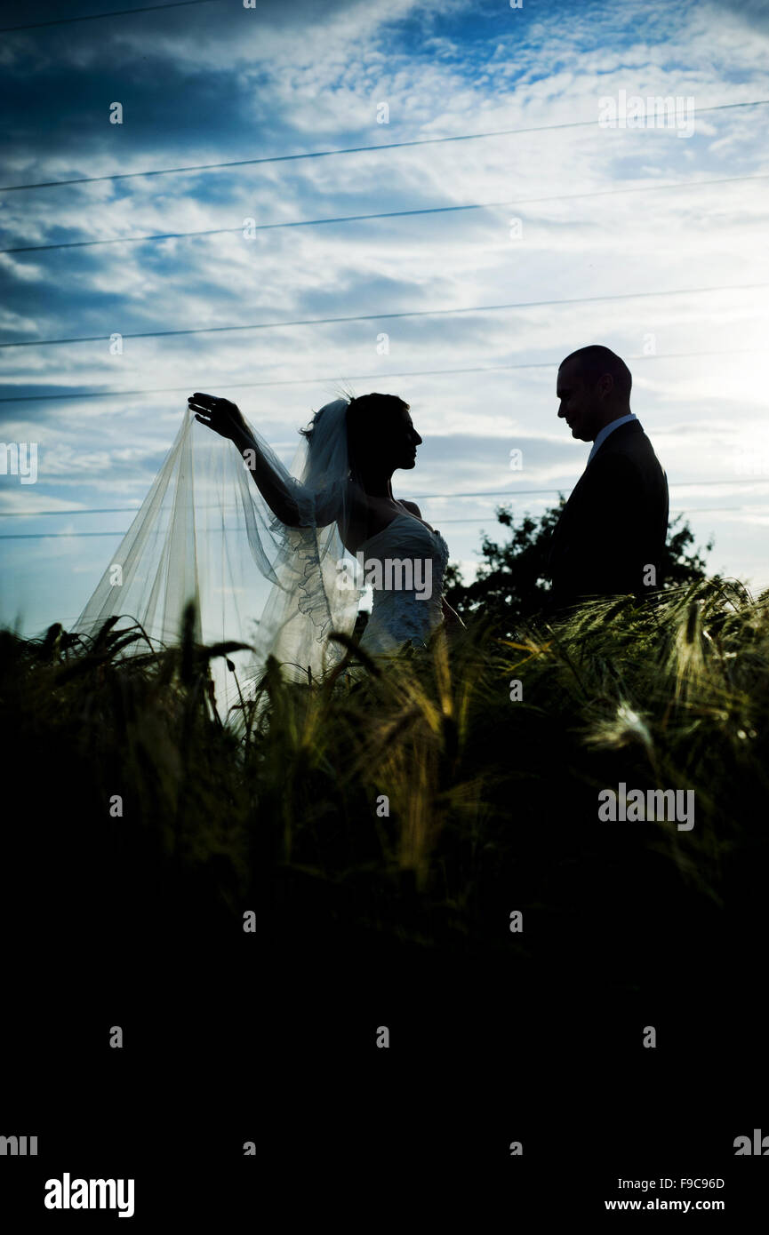 Happy bride and groom on their wedding day Stock Photo - Alamy