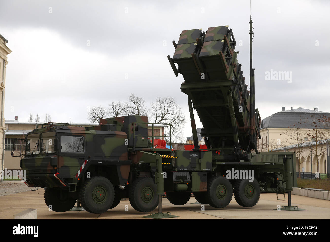 A German Army Patriot surface-to-air missile system. Stock Photo