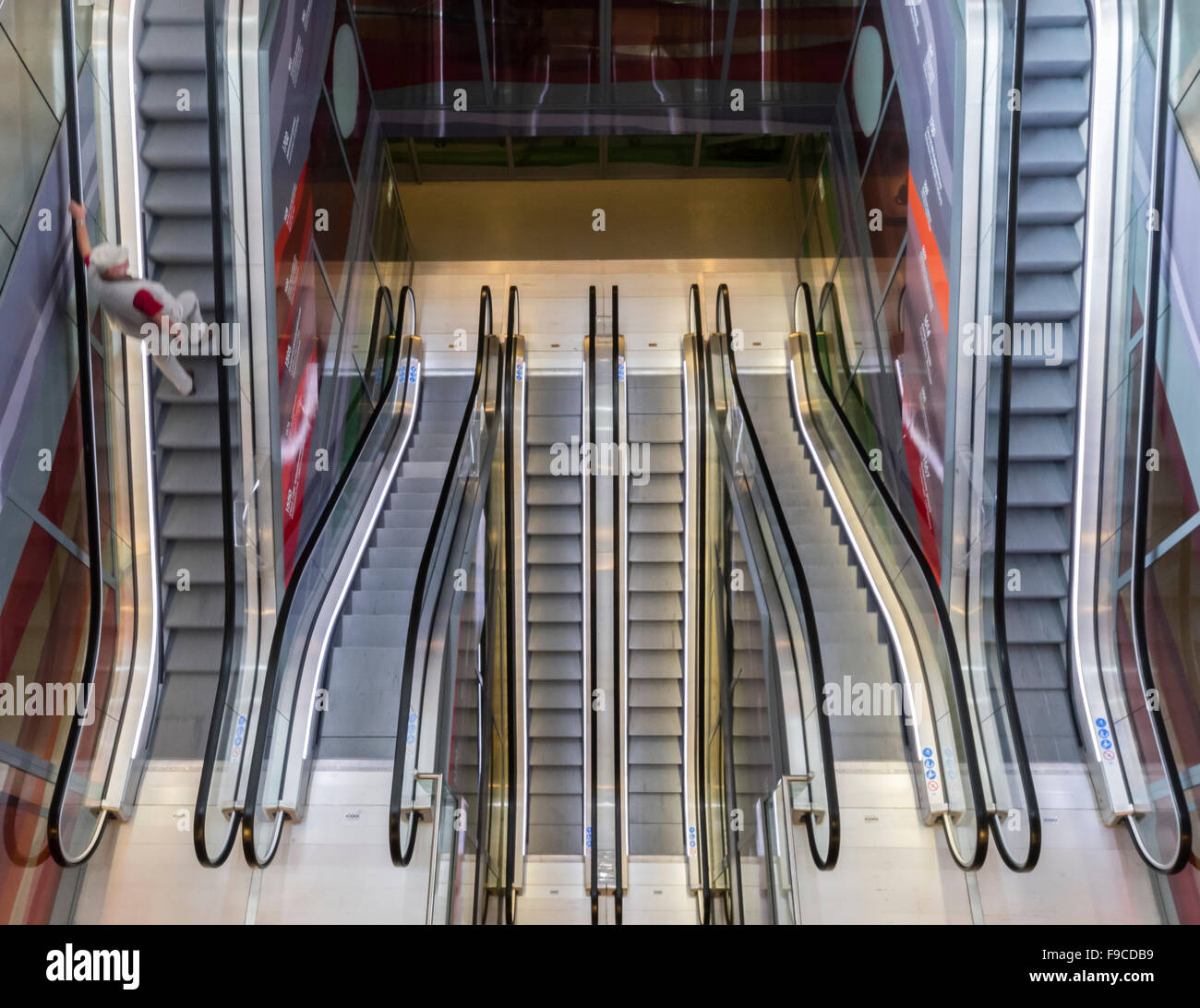 Escalator inside Rotterdam Market Hall (Markthal / Koopboog) at Rotterdam, Netherlands Stock Photo