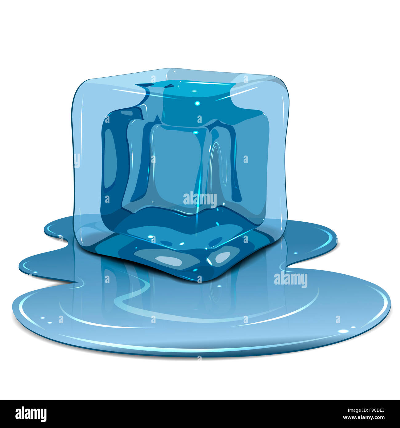 Illustration melting ice cube on a white background Stock Photo - Alamy