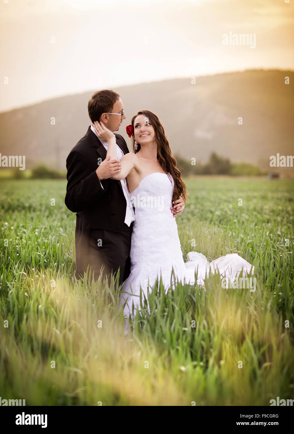 Happy bride and groom on their wedding day Stock Photo - Alamy