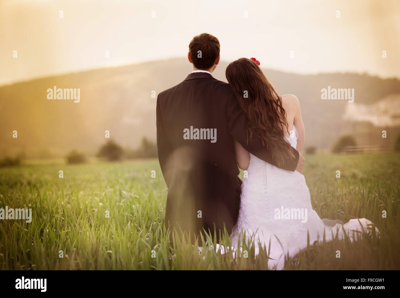 Happy bride and groom on their wedding day Stock Photo - Alamy