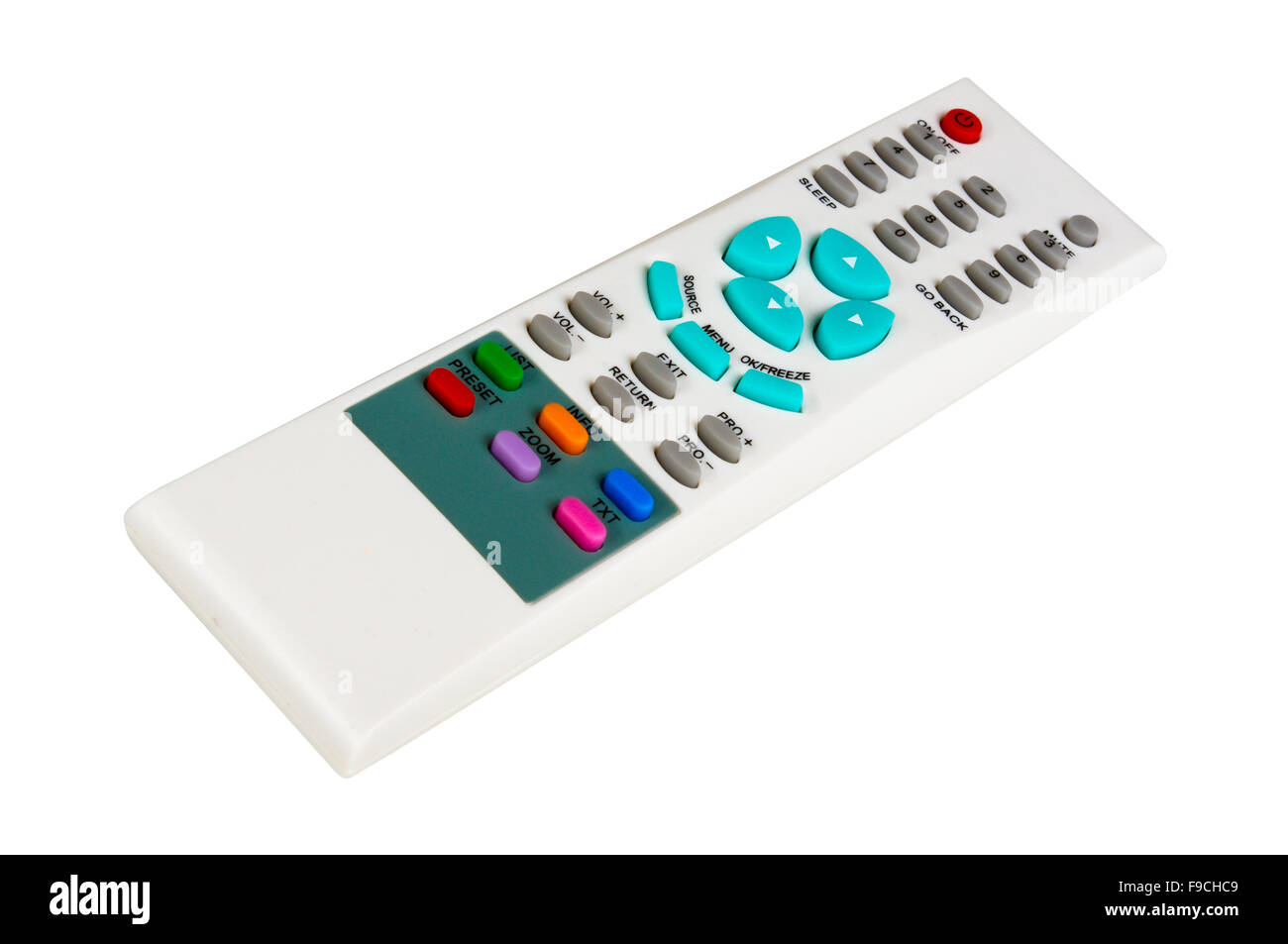 TV remote control isolated on white background Stock Photo - Alamy