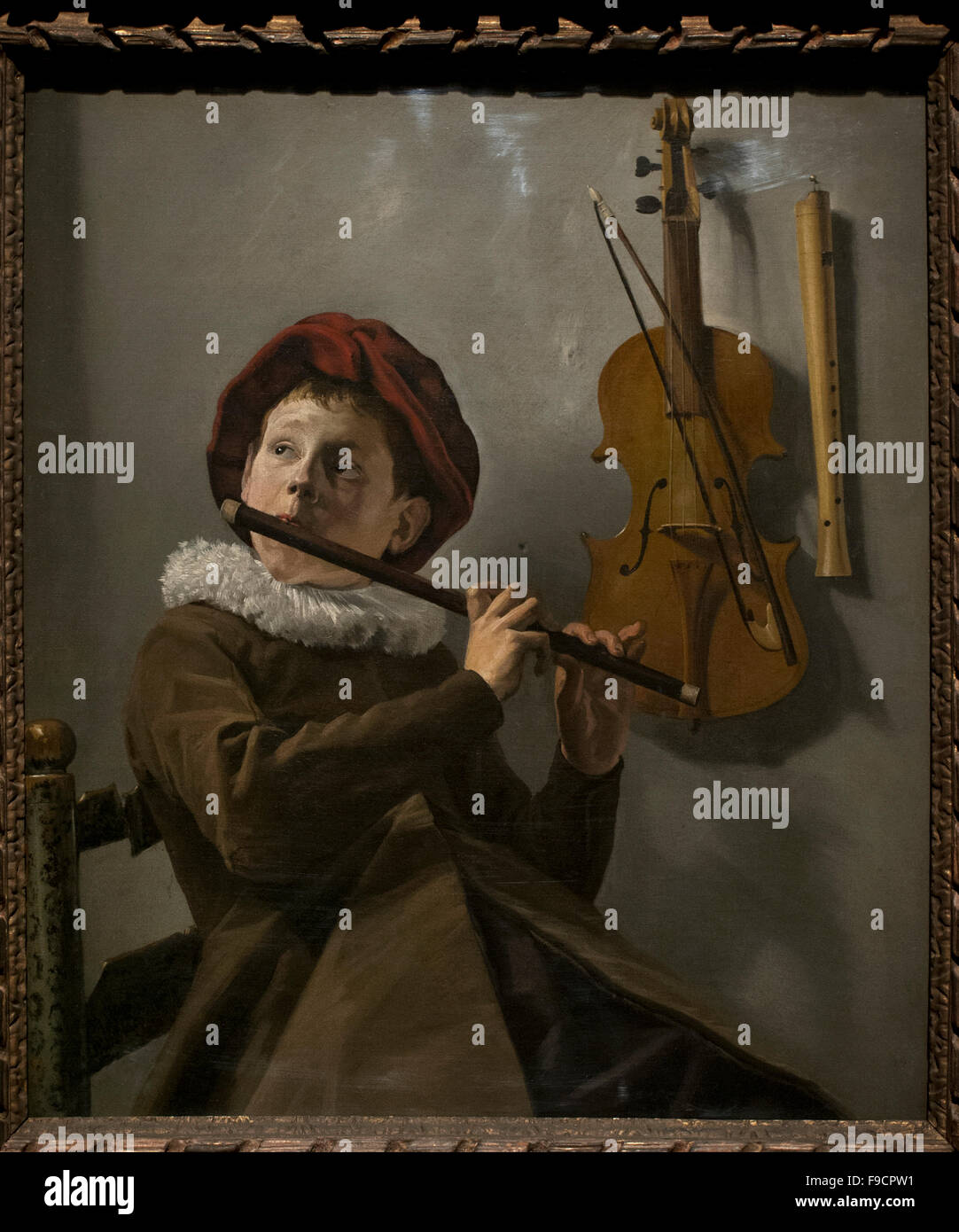 Judith Leyster (1609-1660). Dutch painter. Boy Playing a Flute, 1630s. National Museum. Stockholm. Sweden. Stock Photo