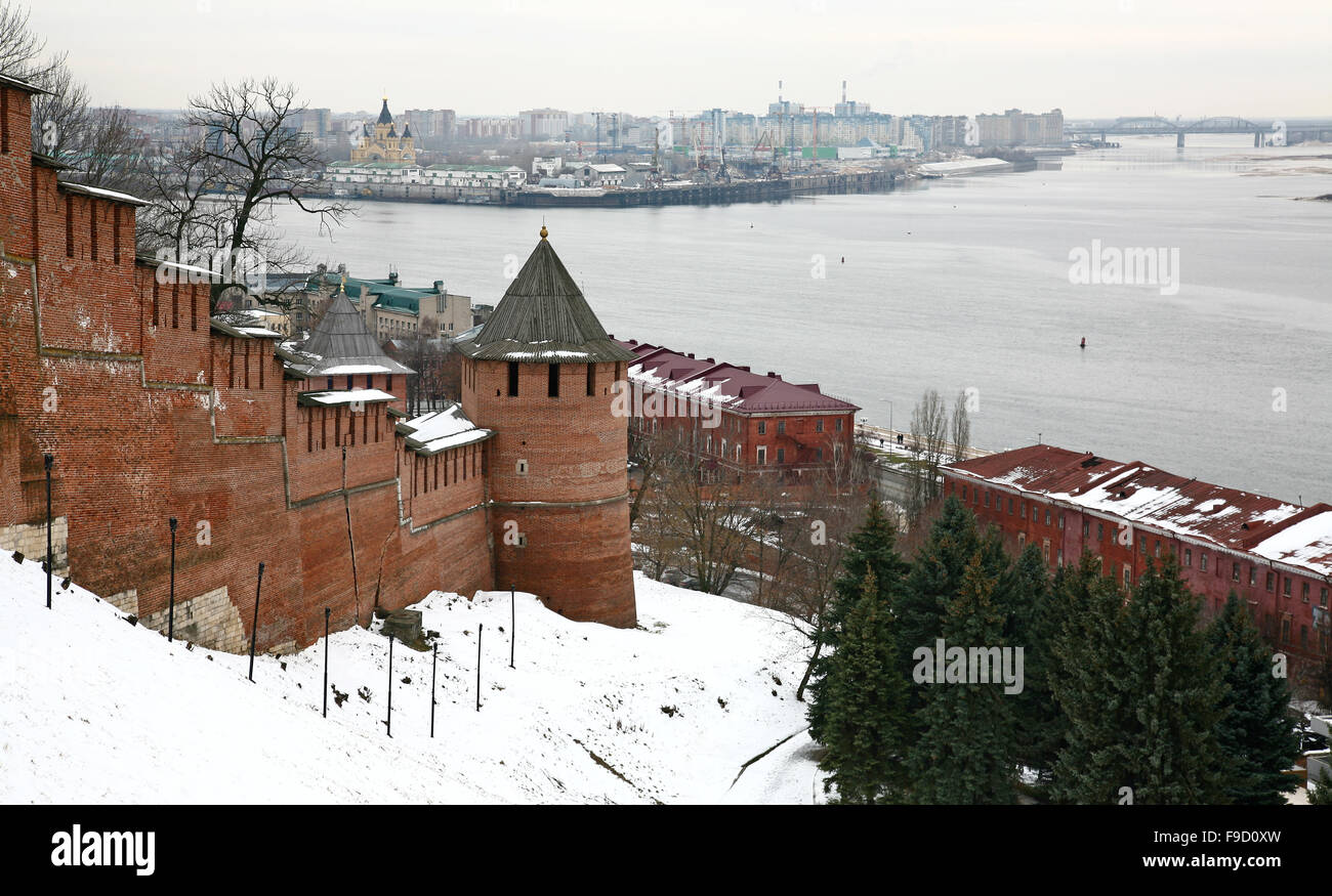 Winter view of Kremlin Nizhny Novgorod Russia Stock Photo