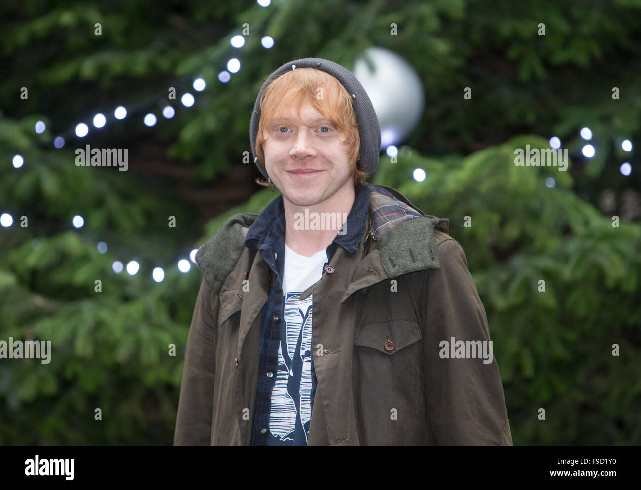 Rupert Grint, who plays Ron Weasley in the Harry Potter films,arrives at Downing street for George Osbourne's Christmas party Stock Photo