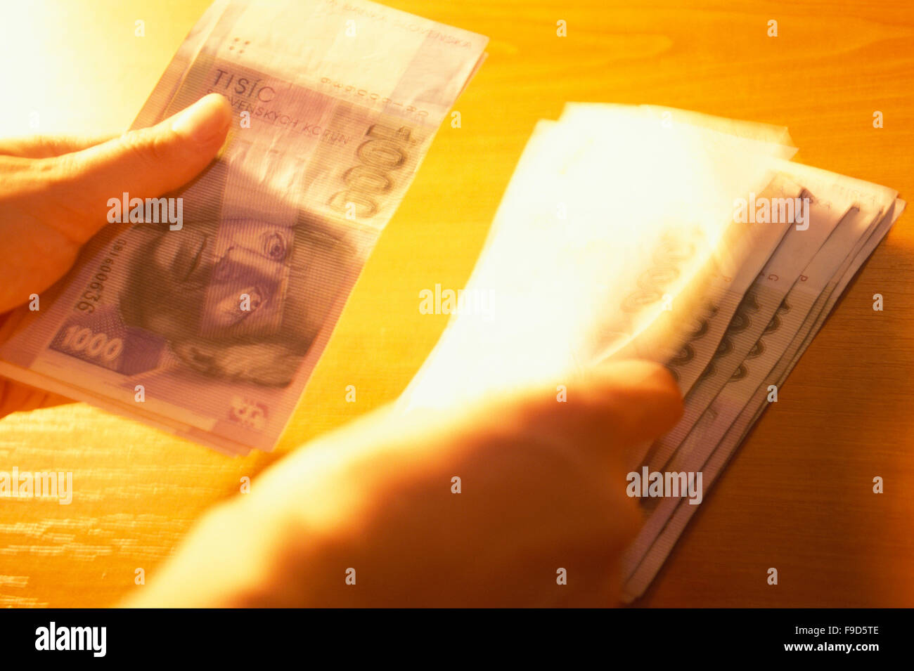 Counting paper money Stock Photo Alamy