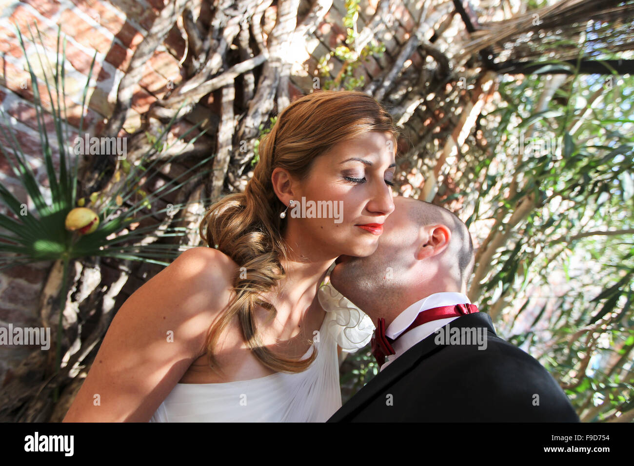 Bride and groom kissing Stock Photo - Alamy