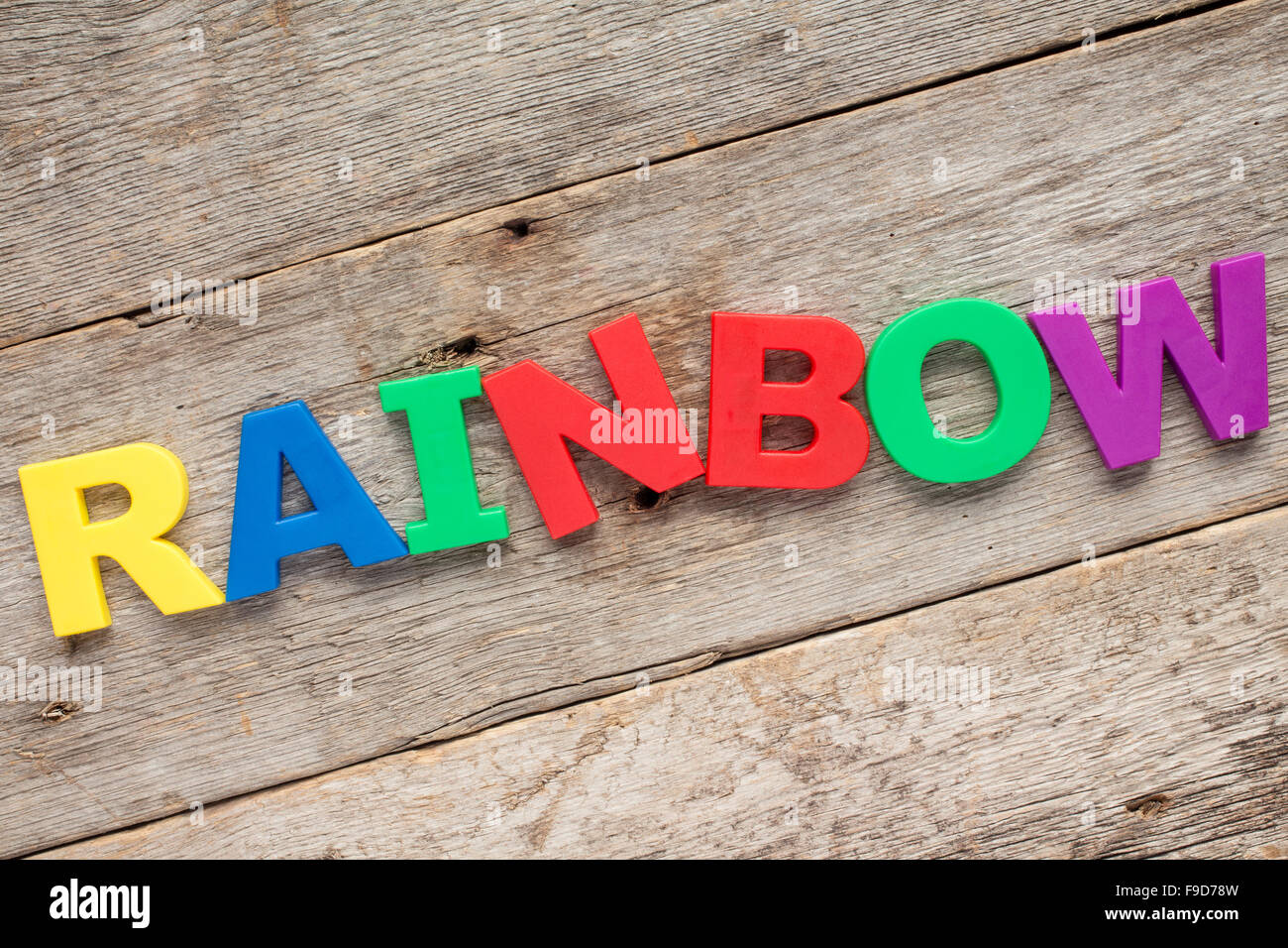 Funny alphabet for children. Rainbow - letter R. Stock Photo
