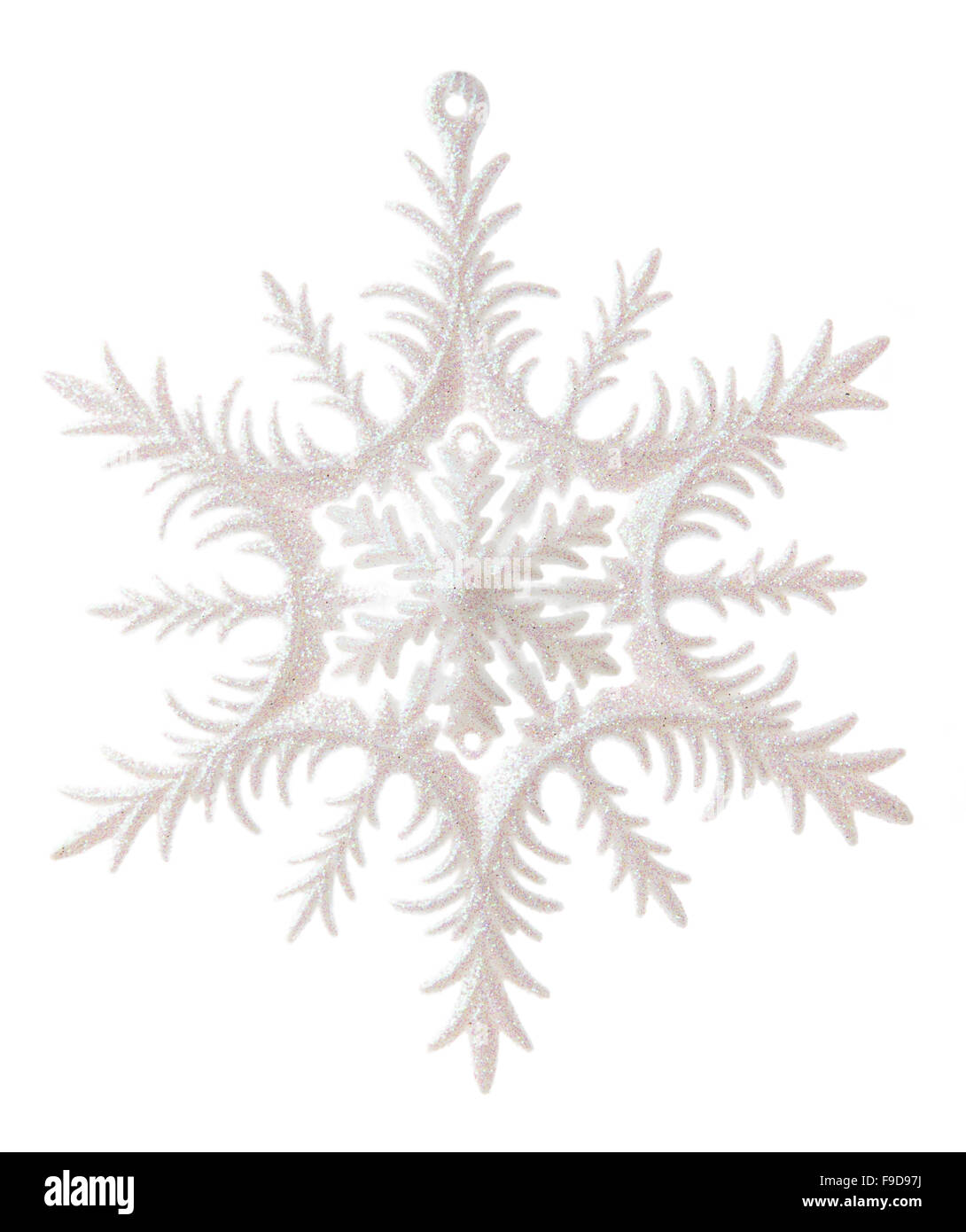 White snowflake isolated on white background Stock Photo - Alamy