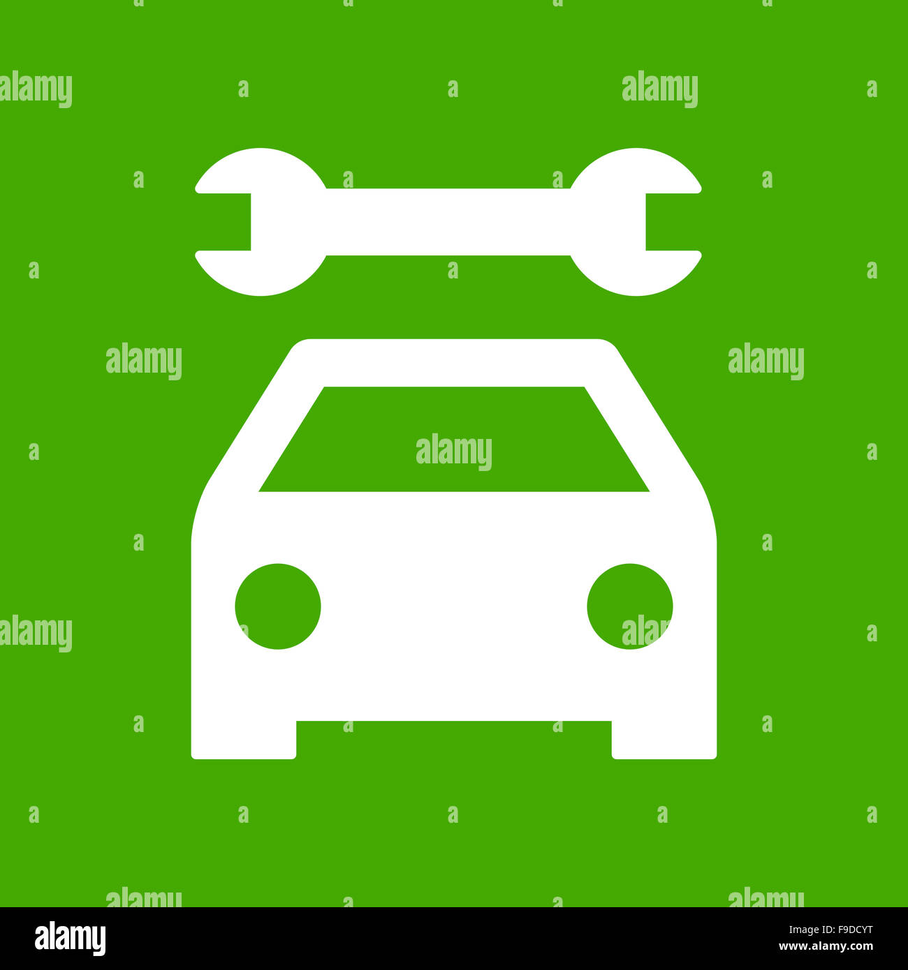 Car service icon. Auto repair shop sign on green background Stock Photo