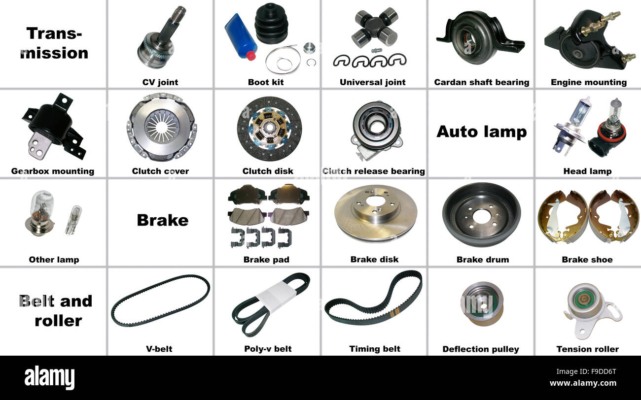 The most popular spare parts of the transmission car. Stock Photo