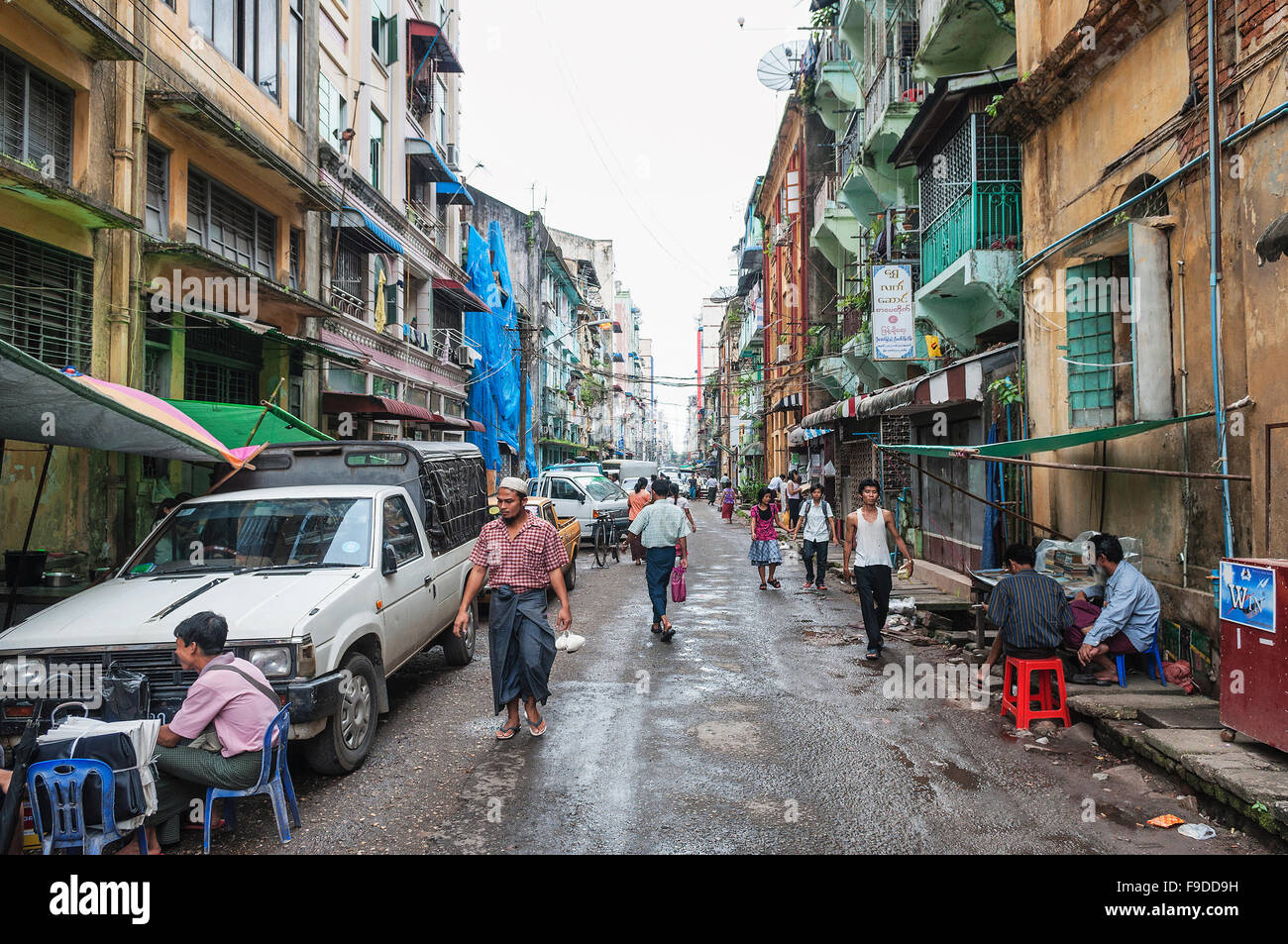 street in central yangon city myanmar Stock Photo Alamy