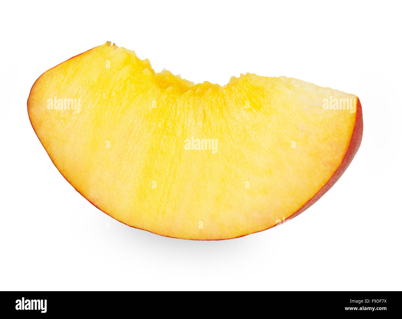 Ripe peach fruit slice isolated on white background Stock Photo - Alamy