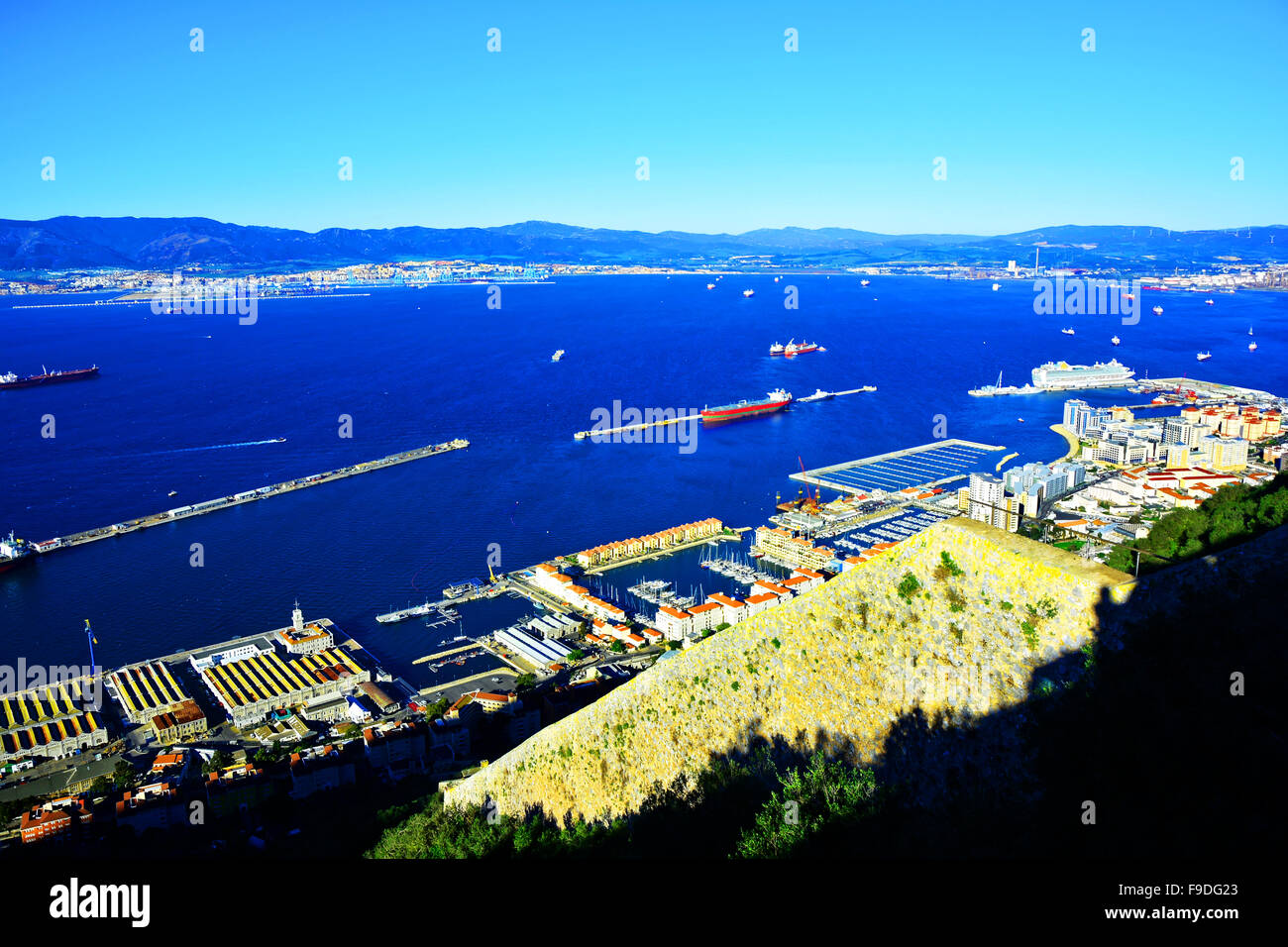 Gibraltar harbour marina and docks cruise ship hires stock photography