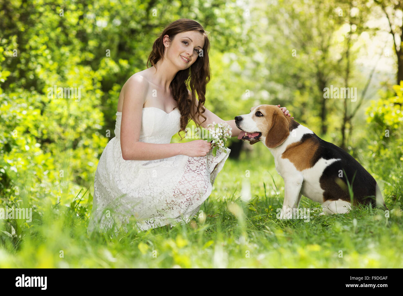 Portrait of a woman with her beautiful dog outdoors Stock Photo - Alamy