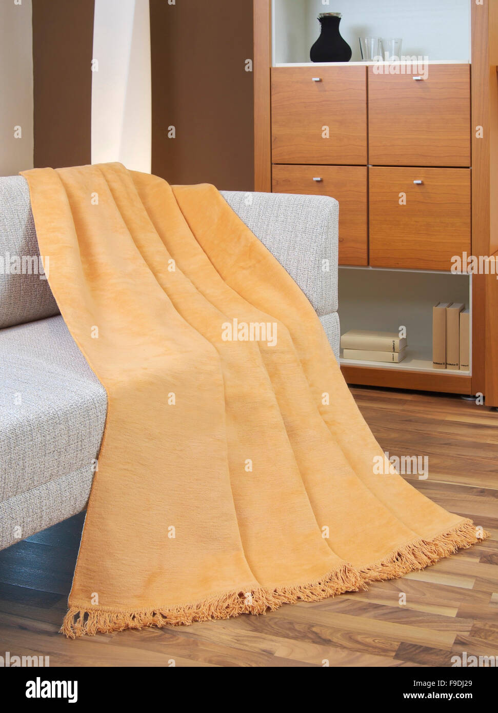Blanket over Couch Stock Photo Alamy