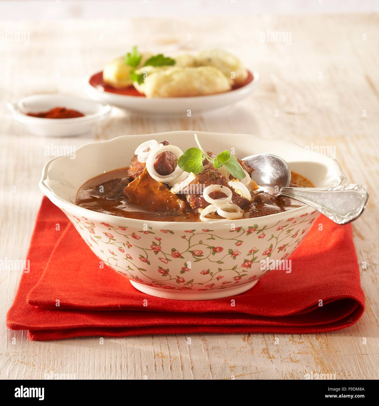 Beef goulash with herbs and gnocchi hires stock photography and images Alamy
