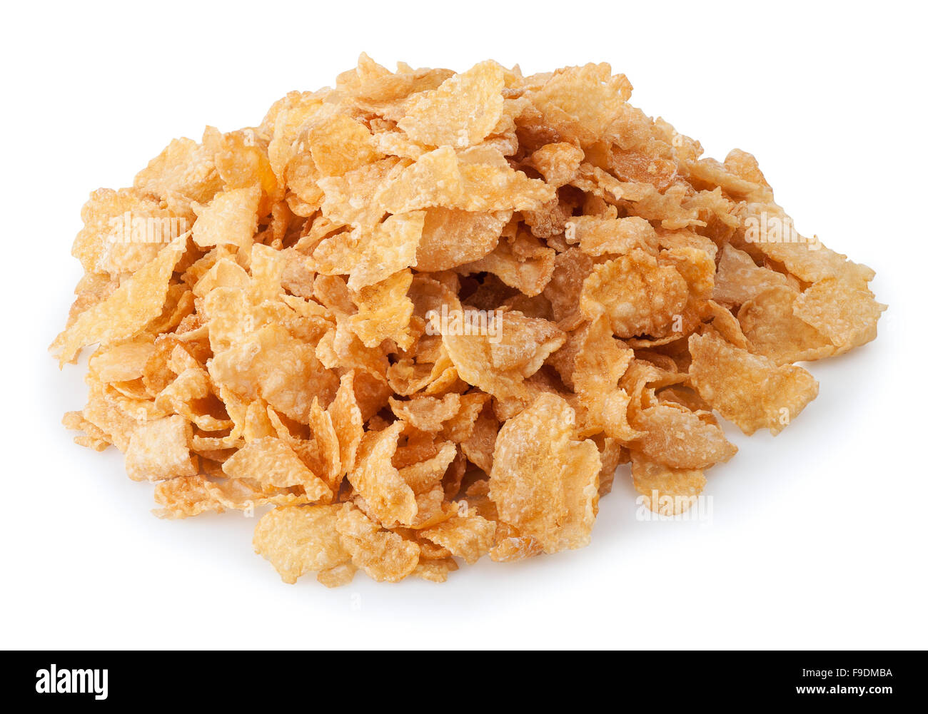 Heap of corn flakes isolated on white background Stock Photo