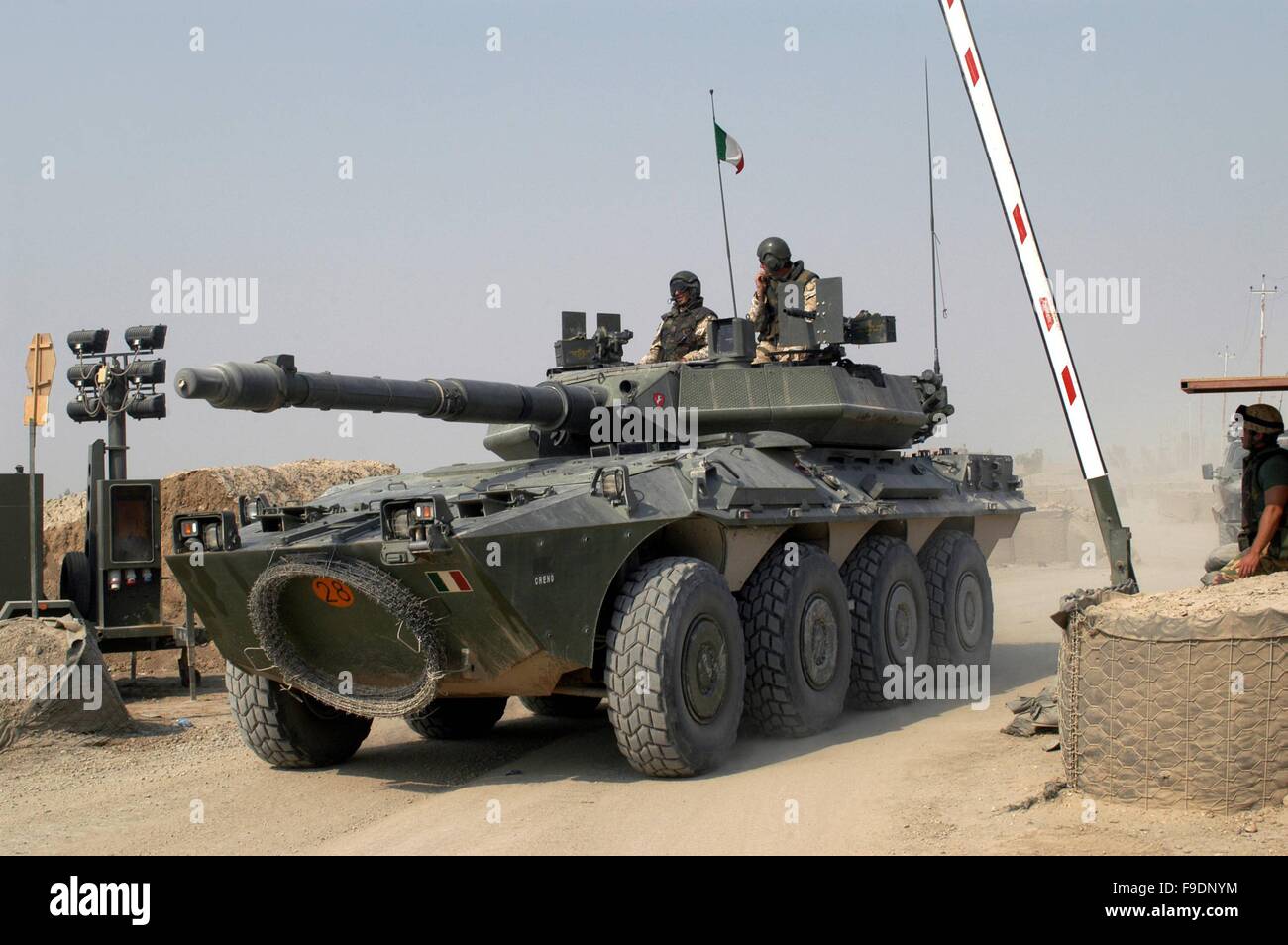 Italian military intervention in Iraq (10/2004), heavy armored car Centauro leaving the camp