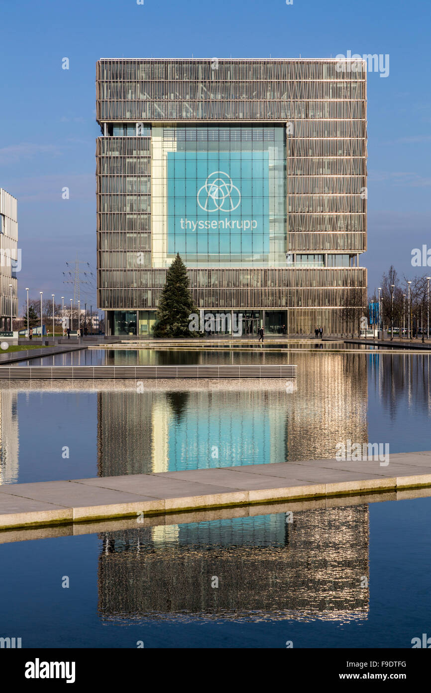 ThyssenKrupp corporate headquarters, with new company logo, in  Essen, Germany Stock Photo