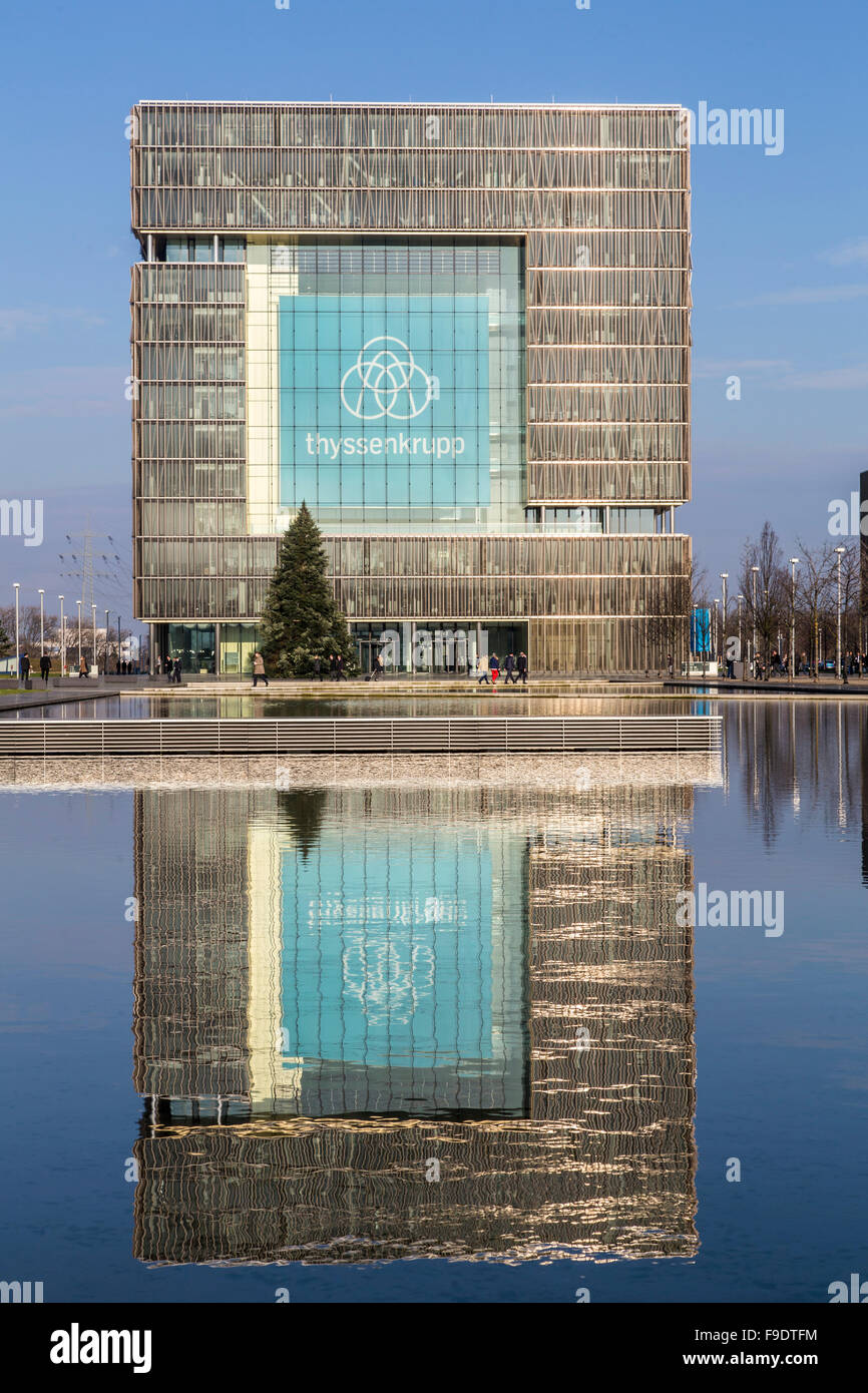 ThyssenKrupp corporate headquarters, with new company logo, in  Essen, Germany Stock Photo