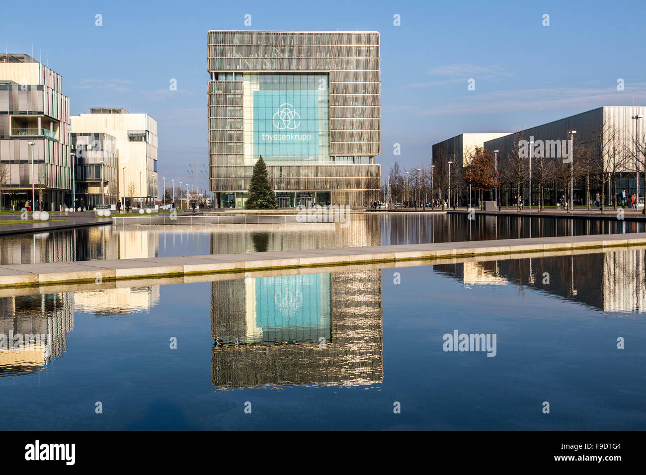 ThyssenKrupp corporate headquarters, with new company logo, in  Essen, Germany Stock Photo