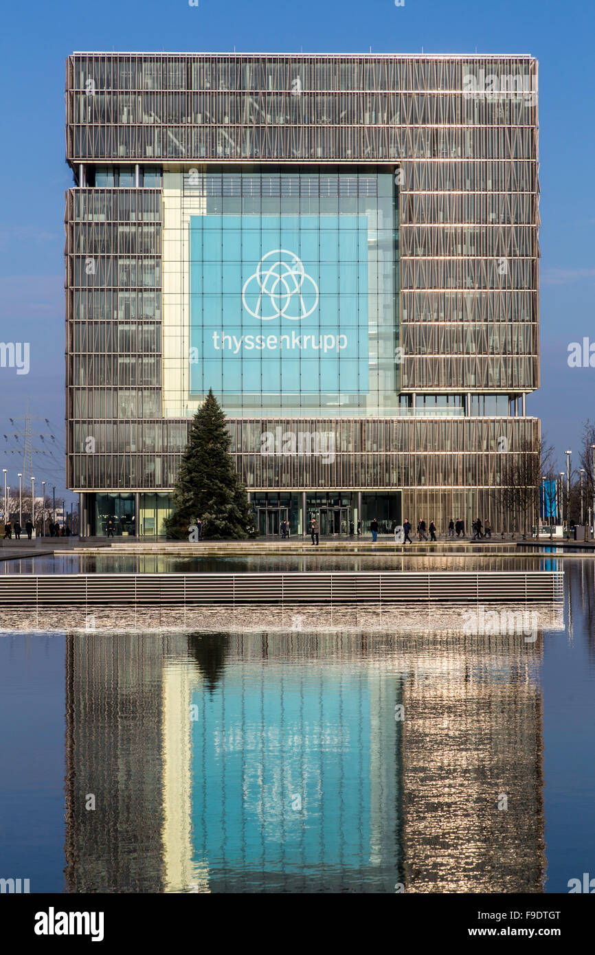 ThyssenKrupp corporate headquarters, with new company logo, in  Essen, Germany Stock Photo