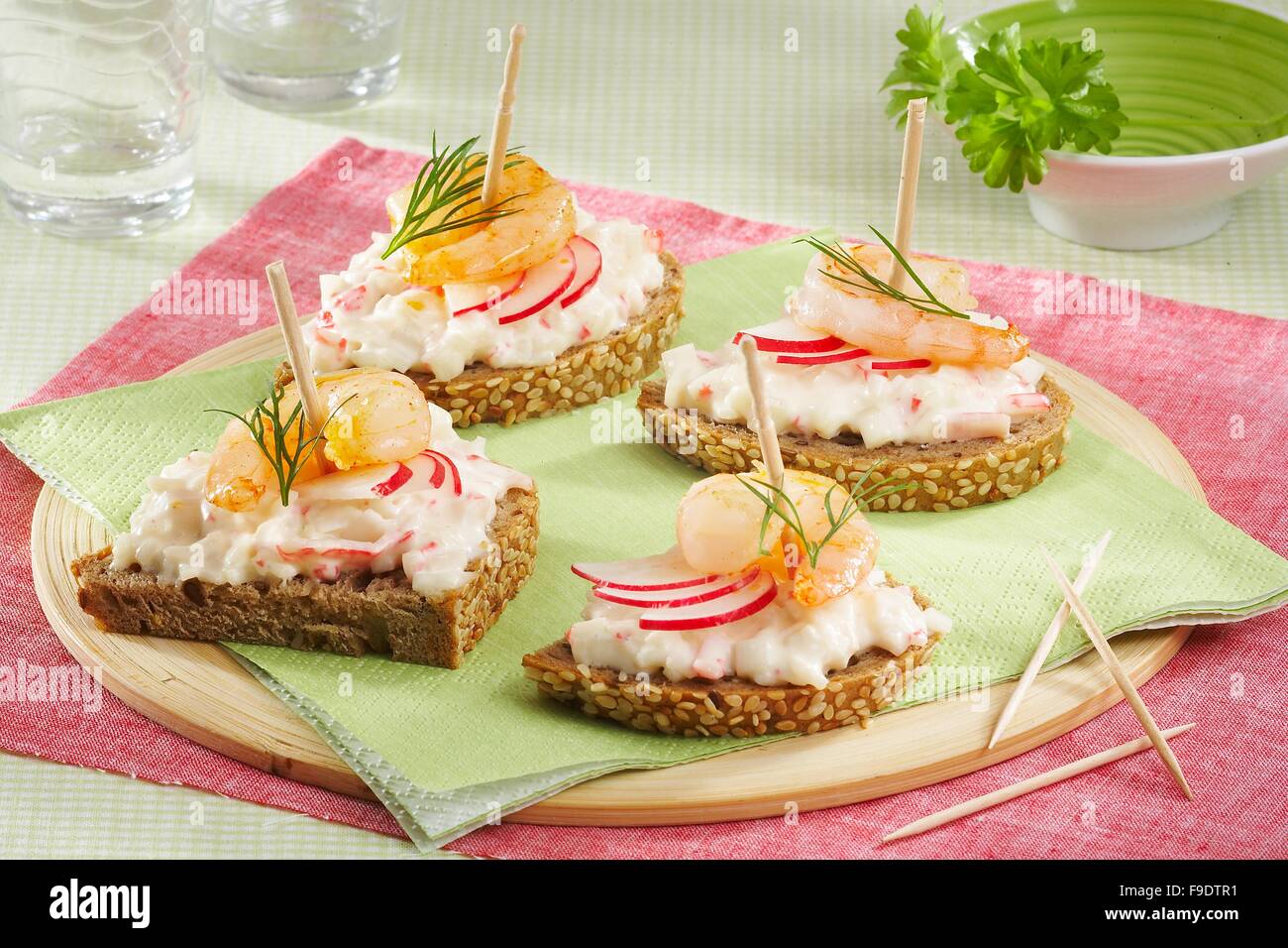 Sesame Bread with Crab Spread Stock Photo Alamy