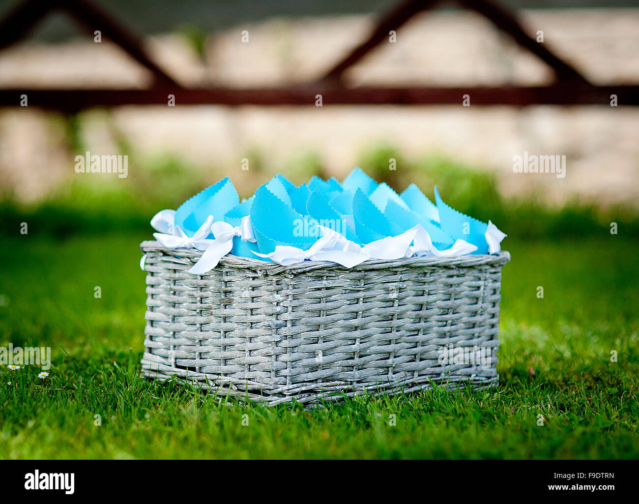 Wedding confetti basket ready for the wedding Stock Photo Alamy