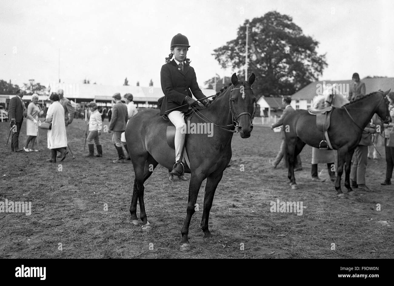 Young girl horse event rider at The Royal Agricultural Show in 1963 Stock Photo