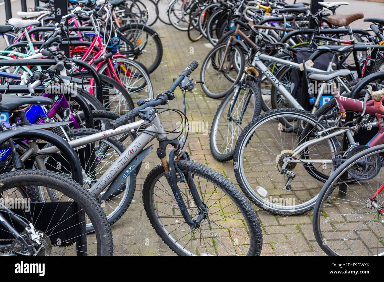 Bicycle rack, Glasgow, Scotland, UK Stock Photo