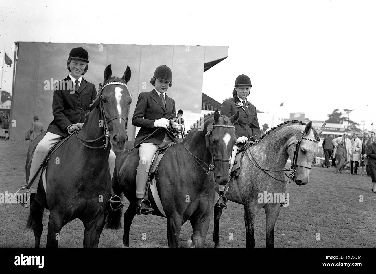 Prize winning girl horse event riders at The Royal Agricultural Show in Stoneleigh 1963 Stock Photo