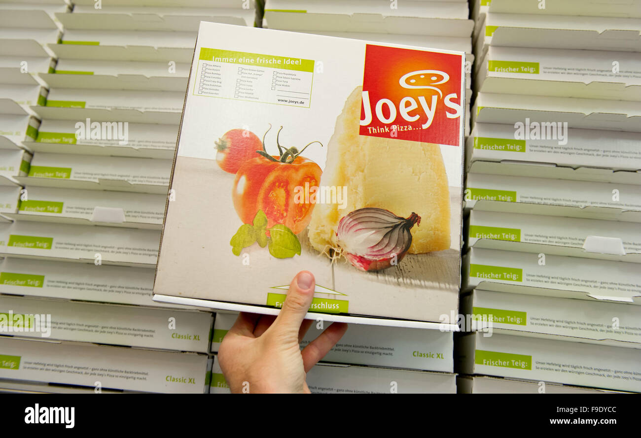 Hamburg, Germany. 24th May, 2013. Boxes for Joey's Pizza Delivery are stacked at a franchise in Hamburg, Germany, 24 May 2013. At the moment, the company, which was founded in 1988, has 130 franchise partners throughout Germany. Photo: SVEN HOPPE/dpa/Alamy Live News Stock Photo