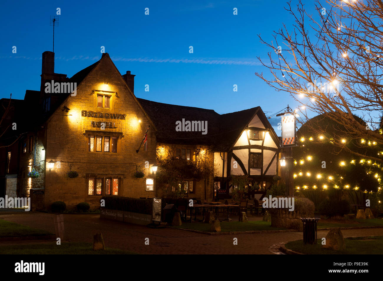 Broadway Hotel at Christmas, Broadway, Worcestershire, England, UK
