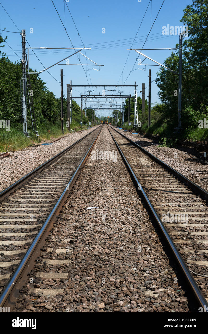 Modern Electic Railway Tracks Stock Photo
